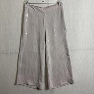 NWT Chico's Women 's Gray Beige 2P Pull On Sequined Wide Leg Pants